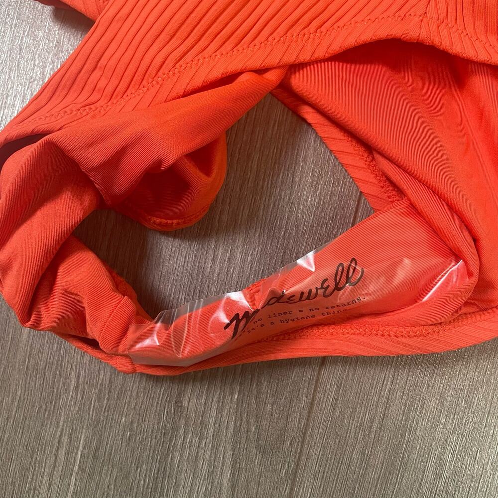 Madewell Ribbed One-Piece Swimsuit in Coral Orange - Picture 4 of 8
